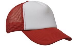 3803 Truckers Mesh Cap White Red