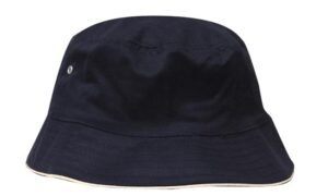 4223 Brushed Sports Twill Bucket Hat Navy White