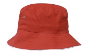 4223 Brushed Sports Twill Bucket Hat Red White