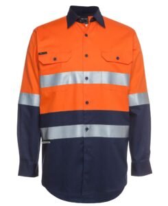 HI VIS (D+N) LS 190G WORK SHIRT Orange-Navy 6HLS
