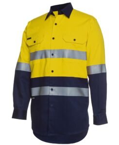 HI VIS (D+N) LS 190G WORK SHIRT Yellow-Nazy 6HLS