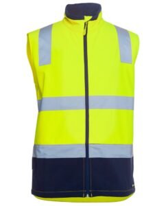 HI VIS (D+N) THREE LAYER SOFTSHELL VEST Lime-Navy 6DWV