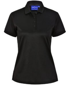 PS92 LADIES SUSTAINABLE POLY COTTON CORPORATE SS POLO Black