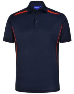 PS93 MENS SUSTAINABLE POLY COTTON CONTRAST SS POLO Navy Red