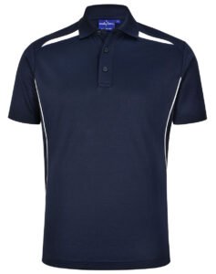 PS93 MENS SUSTAINABLE POLY COTTON CONTRAST SS POLO Navy White