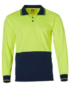 SW05CD High Visibility Long Sleeve Fluro-Navy Polo