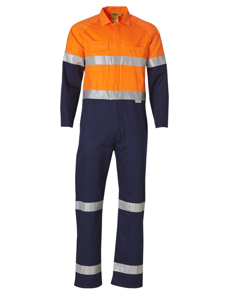 SW207 MEN'S TWO TONE COVERALL Orange-Navy
