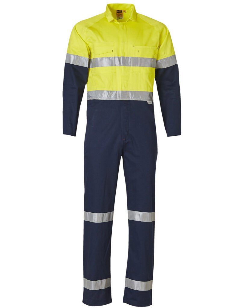 SW207 MEN'S TWO TONE COVERALL Yellow-Navy