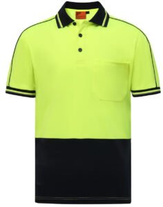 SW89 HI-VIS SUSTAINABLE COOL-BREEZE SAFETY Yellow-Navy POLO